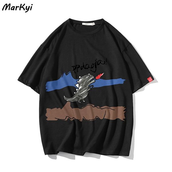 

2020 funny print t-shirt for men streetwear short sleeve cartoon tshirt hiphop plus size 5xl, White;black