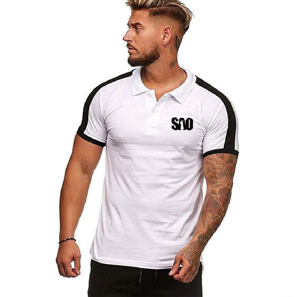 

men's polo shirt anime sword art online t-shirt mens short sleeve summer lapel sao solid colour fashion cotton male clothew