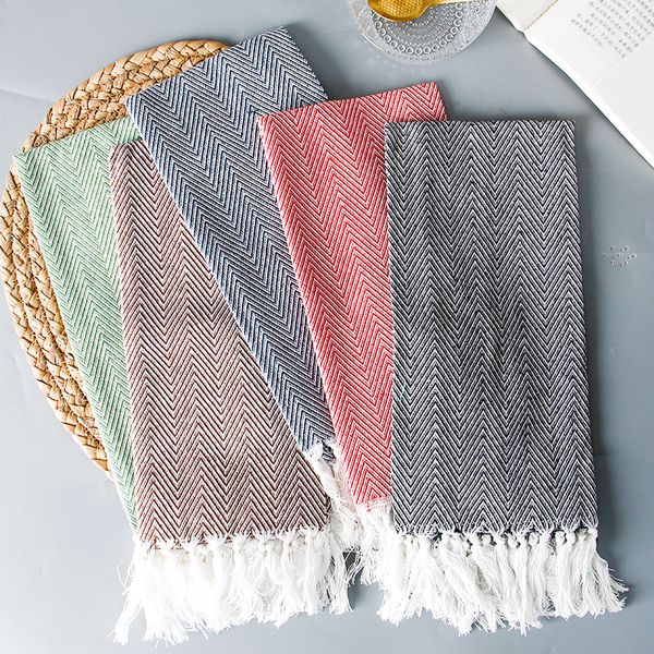 

2019 новый продукт: оригинальная салфетка из простой ткани с искусственной кисточкой вязания стиль 38*62см