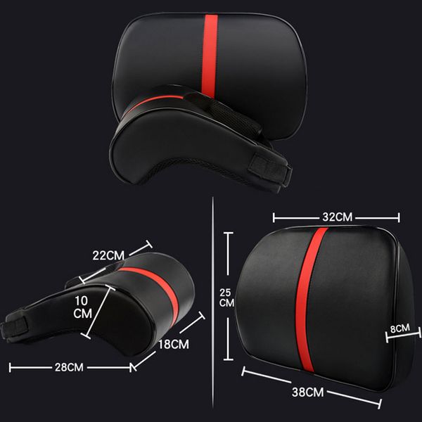 

sell new 2019 auto seat supports chair pillow car memory foam leather lumbar back support neck pillow cushion