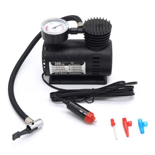 

dc 12v 300psi auto car tire inflator auto air compressor tire pump with pressure gauge for car bicycle ball rubber dinghy