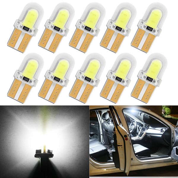 

1pcs led w5w t10 194 168 w5w cob 8smd led parking bulb auto wedge clearance lamp canbus silica bright white license light bulbs