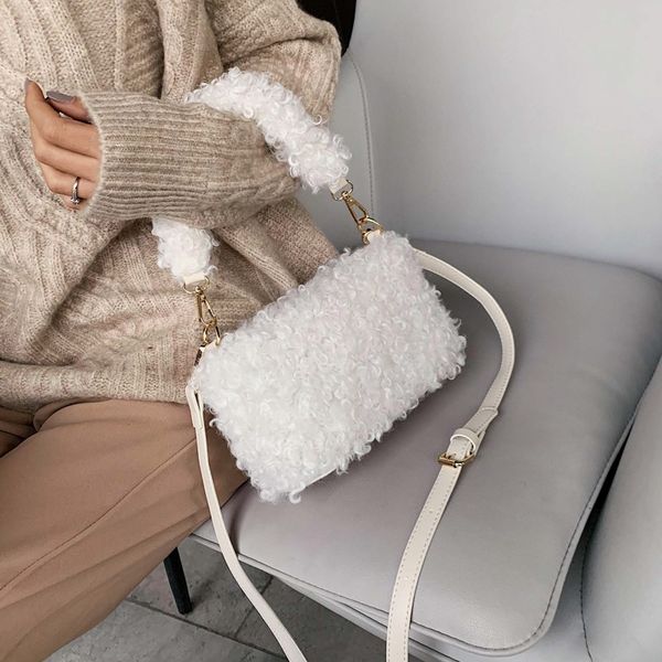 

laamei 2019 winter fur bag women cute fur messenger bags fashion solid handbag ladies crossbody bag adjustable belt