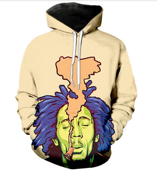 

new fashion cool sweatshirt hoodies 3d print mens womens casual bob marley fashion style streetwear long sleeve clothes rlms0125, Black