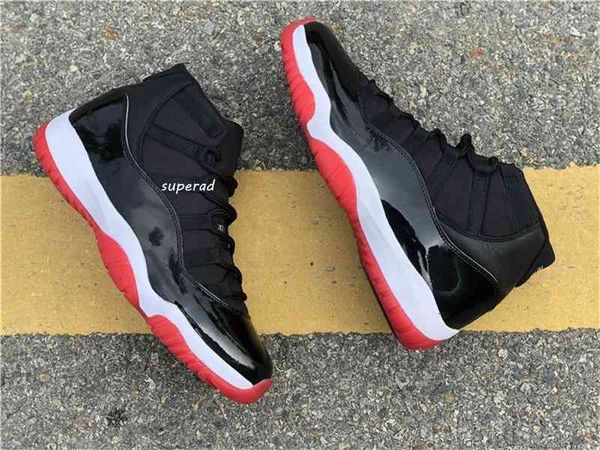 

2019 11 bred og high black white-varsity red 45 men basketball shoes 378037-061 real carbon fiber authentic shoes with box