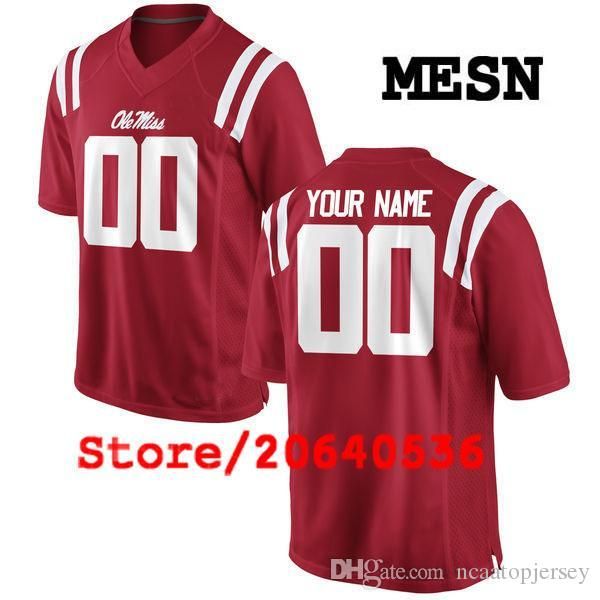 

custom ole miss rebels college jersey mens women youth kidpersonalized any number of any name stitched red white football jerseys ncaa, Black;red