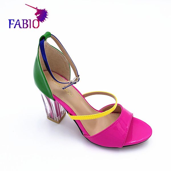 

popular contrast color style women's sandals crystal high heels lady's sandals, Black