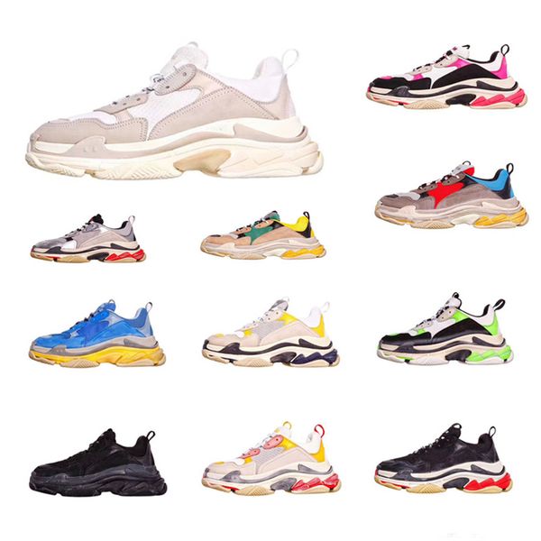 2019 Balenciaga Triple S Black White Casual Shoes Men Women Split