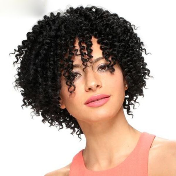 New Hot Beauty Hairstyle Short Soft Kinky Curly Wigs African Ameri