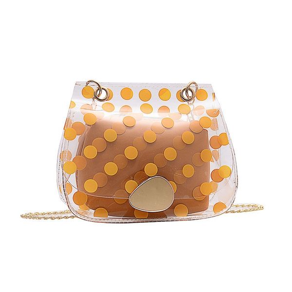

women's messenger bag jelly transparent chain shoulder bag polka dot small square simple messenger