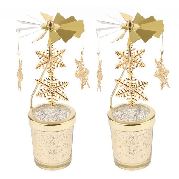 

2x rotating candle holder stand spinning