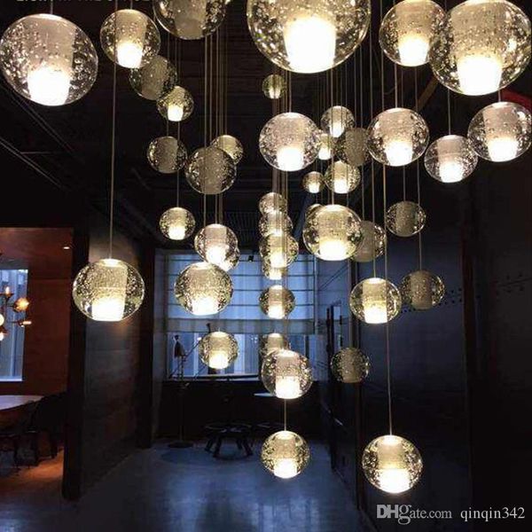 

g4 famous brand led crystal glass ball pendant meteor rain ceiling light meteoric shower stair bar droplight chandelier lighting ac110-240v