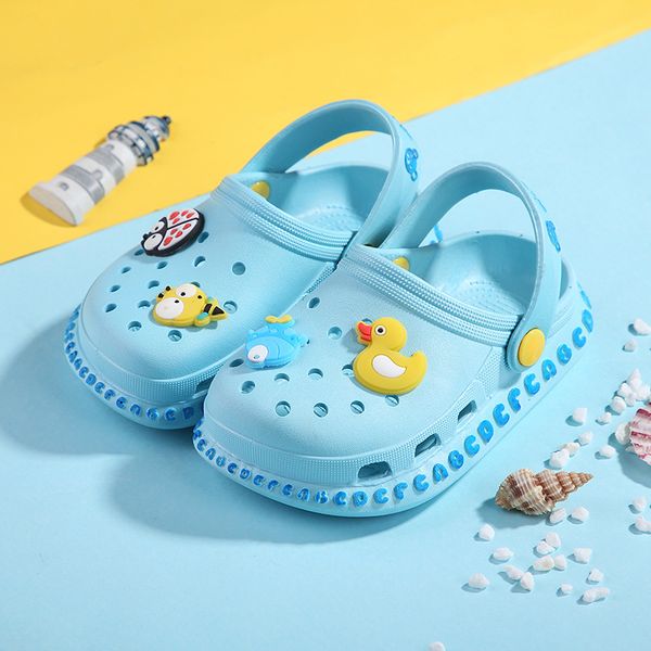 

new fashion summer children' 2 in 1 sandals and slippers casual cute duck animal soft baby hole shoes for boys girls kids flats, Black;grey