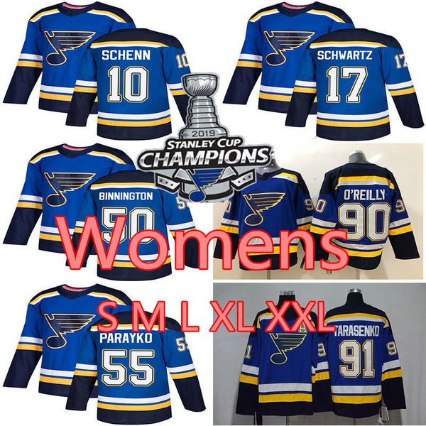 

2019 stanley cup champions final st. louis blue womens youth 90 ryan o'reilly 91 vladimir 50 binnington 17 jaden schwartz hockey jersey, Black;red