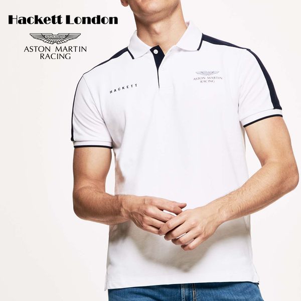 

aston martin футболки высокое качество hackett печати письмо aston am racing дизайнер рубашки поло мужчины hommes отворот с коротким рукавом, White;black
