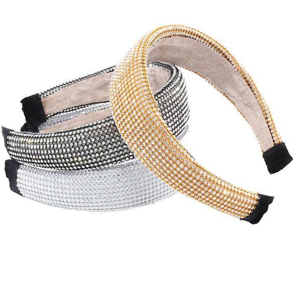 Fasce per capelli con strass in cristallo Gypsophila Fascia imbottita barocca chic Spessa oro argento Copricapo per corona da discoteca per feste da donna