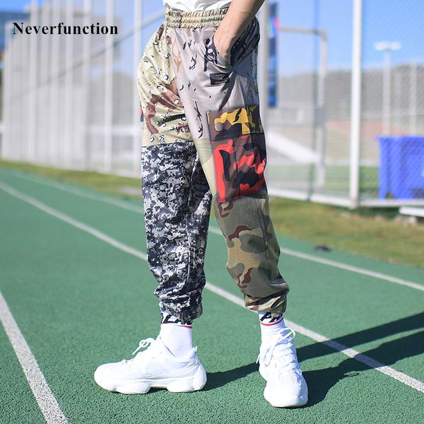 

2019 new hip hip pants vintage color block patchwork camouflage cargo harem pant streetwear harajuku jogger sweatpant trousers, Black