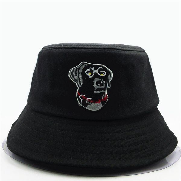 black dog bucket hat