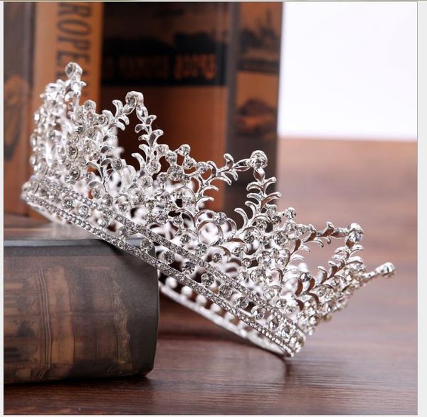 

new full crown bride crown european full circle bride diamond crown wedding dress accessories, Slivery;golden