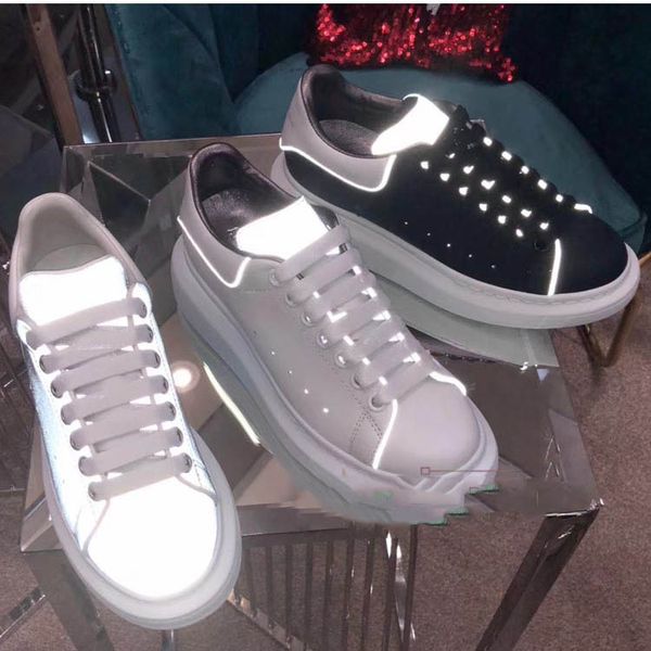

alexander new queen black white platform classic casual sports skateboard shoes mens sneakers 3m reflective heelback dress shoes 120133