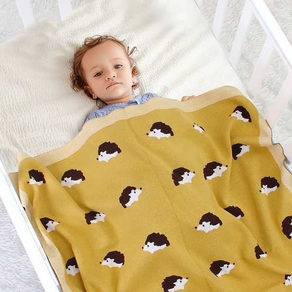 

ins baby spring and autumn blanket cotton comfortable cute cartoon hedgehog knitted blanket baby hold blankets