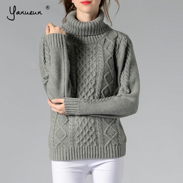 

yanueun women's pullover sweater women turtleneck knitted solid thick sweaters long sleeve spring autumn winter fashion, White;black
