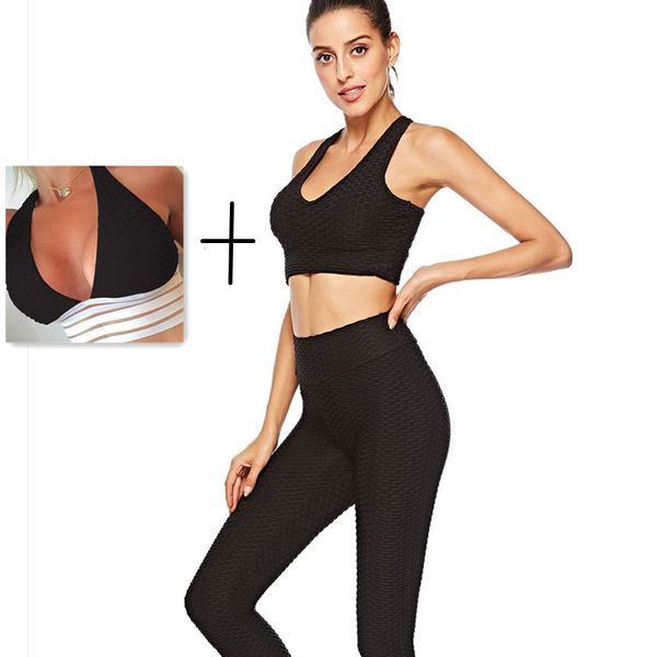

fitness female leggings polyester ankle-length breathable pants leggins women standard fold push up legging match vest rig, Black
