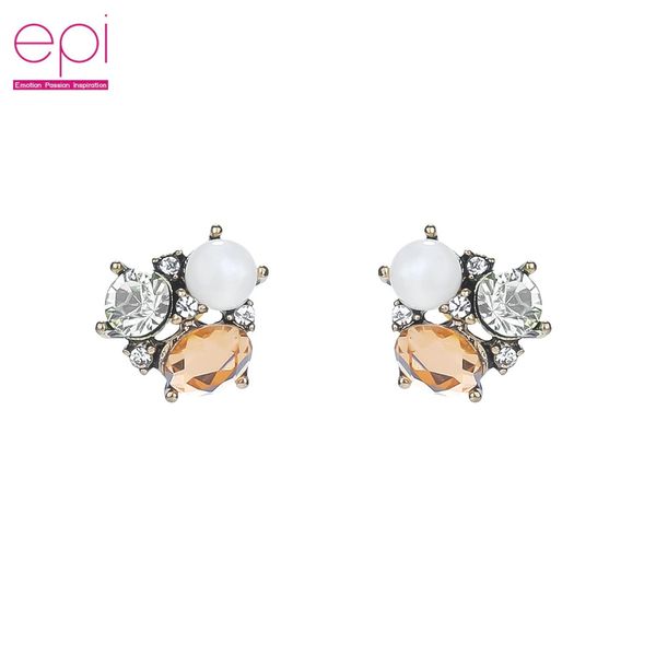 

epi korean jewelry zircon pearl stud earring new sell trendy super shiny zircon earrings for women wholesale jewelry gift