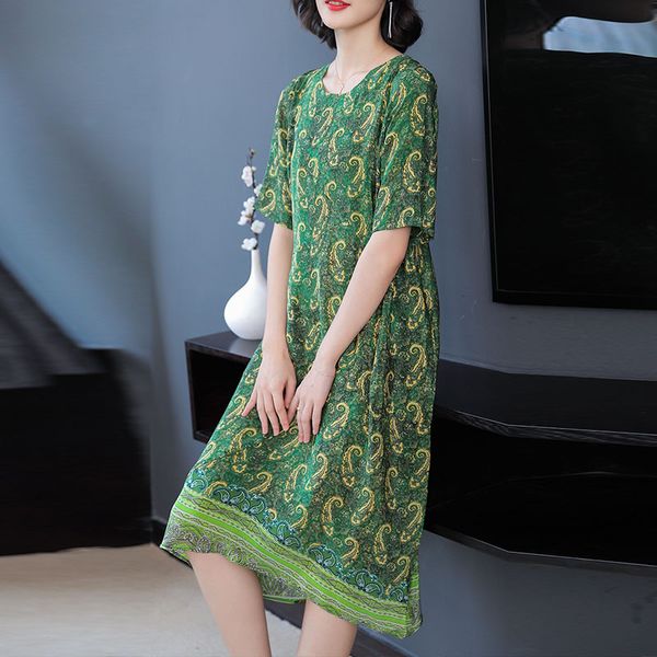 

faux silk dresssweet lady plus size loose printing dresses summer fashion chinese style ruffle dress vestidos de festa, Black;gray