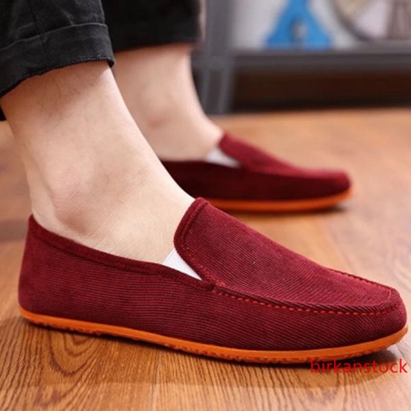 

army green men shoes fashion casual shoes lightweight breathable slip-on summer loafers ultra thin soft bottom
