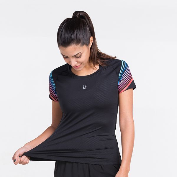 

women running run shirt joggers jogging sports training fitness fitting exercise gym yoga shirt short sleeve jerseys, Black;blue