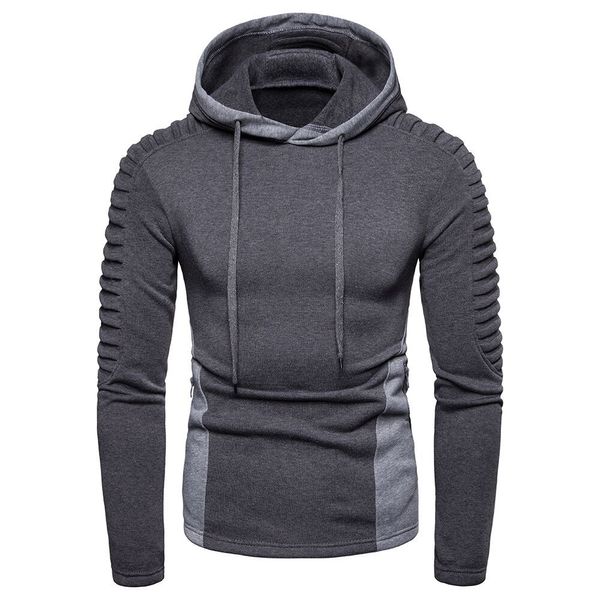 

spring fitness sports hoodies sweaters trainning men's running pleated raglan sleeve outwear exercise gray sweaters breathable, Black
