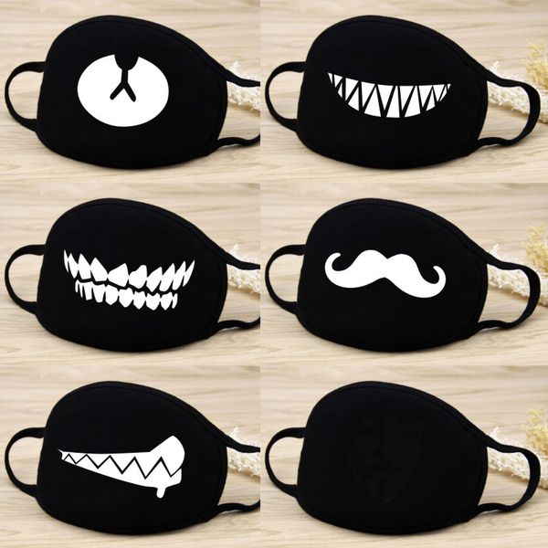 

kpop masks purge mouth cotton men's and women's party mask black cute mask white print creative funny character warm