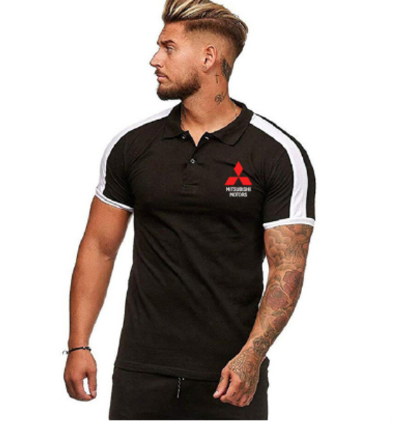 

mens short sleeve for mitsubishi-s car logo men's shirt summer casual solid colour cotton mens tshirt fashion male clot3