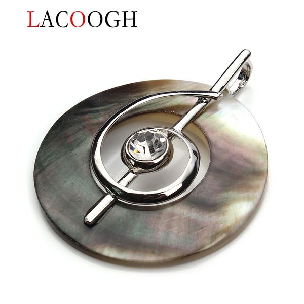 

lacoogh new crystal music symbol shape natural round locket mother of pearl shell pendant beads for diy jewelry findings making, Silver