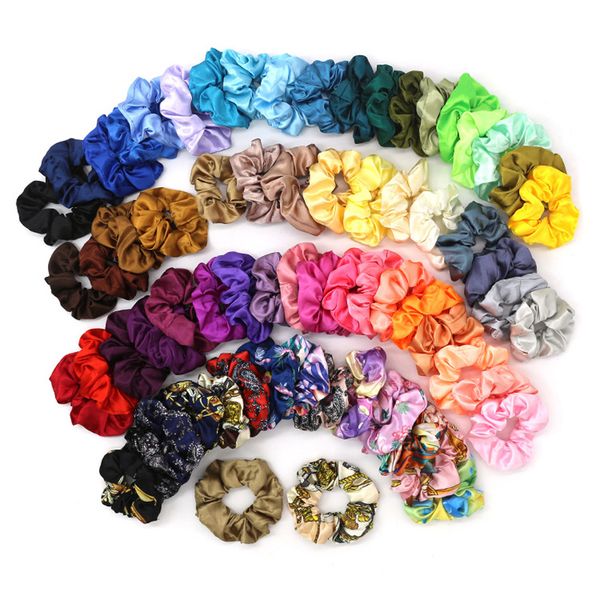 

hair accessories a pack of 60 pcs korean modis silky satin women elastic bands tie gum shinny girls scrunchie ponytail rope