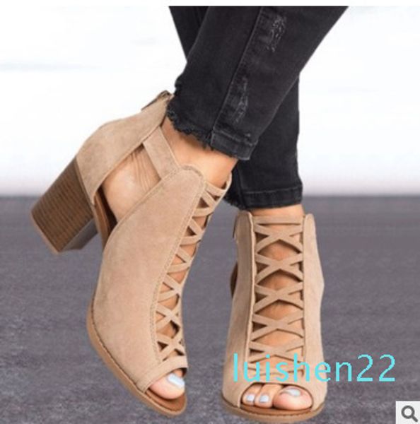 

women sandals open toe high heel shoes ladies gladiator sandals square heel pumps summer shoes sandalias mujer l22, Black