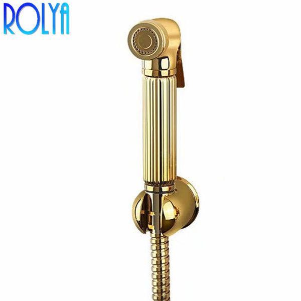 ROLYA Lussuoso spray per bidet a mano dorato Doccia musulmana Bidet portatile Spruzzatore per pannolini Shattaf Bidet a mano