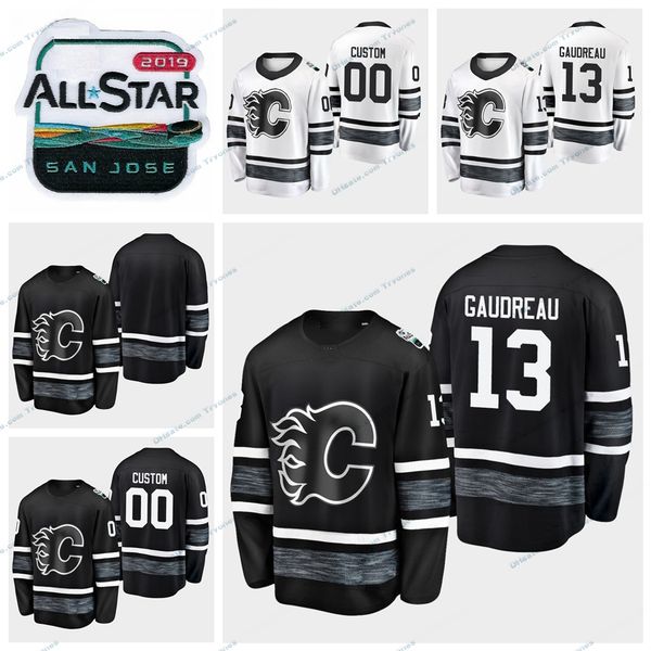 

2019 all star game calgary flames johnny gaudreau stitched jerseys mens black white customize all-star #13 johnny gaudreau hockey jerseys, Black;red
