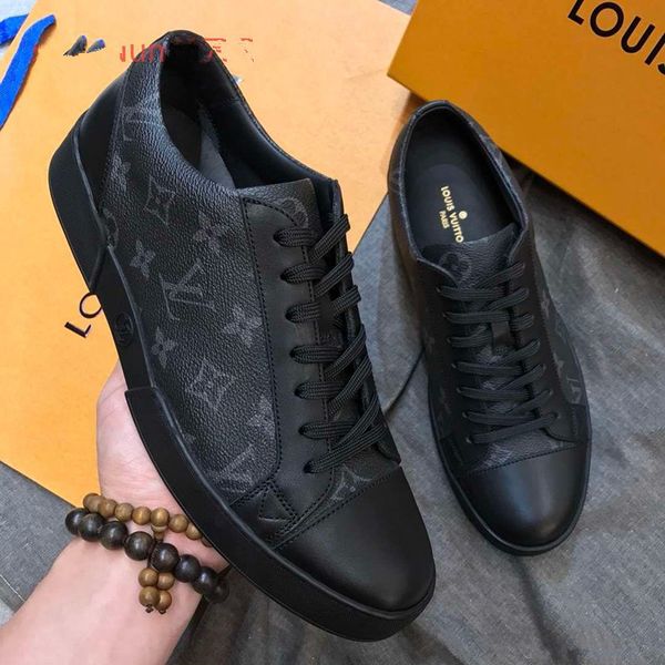 

Freight popular lei ure men 039 new de igner neaker true leather hoe fa hion brand black hoe come with box real photo