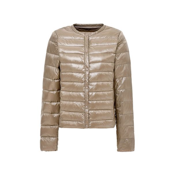 

women ultra light down jackets long sleeve button warm coat parka lightweight, Black