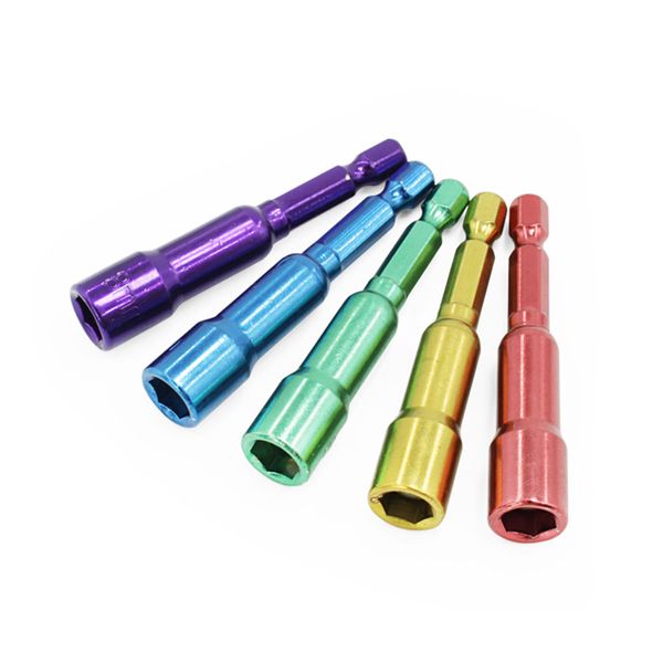 

5pcs colorful wind batch sleeve with magnetic hex handle pneumatic hex screw nut strong sleeve hardware tools