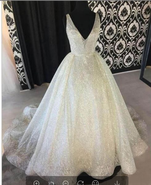 

White Sparkle Sequin Evening Dresses Deep V Neck Sexy Low Back Long Prom Dress Cheap Pageant Gowns Special Occasion Wear