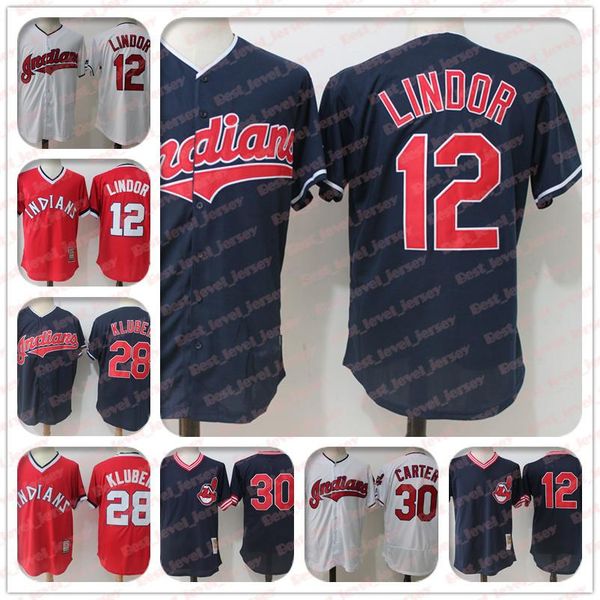 

12 Francisco Lindor Jersey 28 Corey Kluber 30 Joe Carter 10 Edwin Encarnacion Cleveland jerseys Indians Jerseys