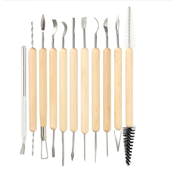 

diywork polymer shapers wooden handle modeling clay tool wax pottery carving tool pottery ceramics clay sculpting set