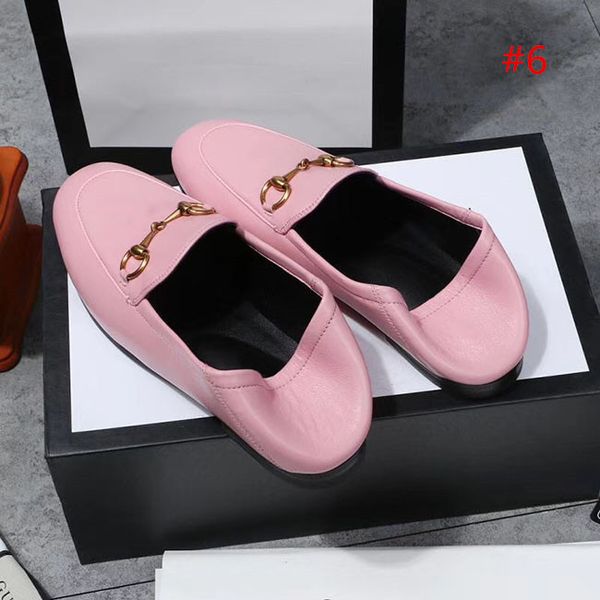 

fashionable leather casual flat soled casual shoes authentic cowhide metal buckle ladies shoes leather women trample luxury la, Black