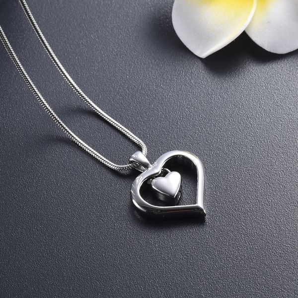 

lkj9962 double heart keepsake jewelry stainless steel memorial urn necklace for ashes women's cremation charm mom gift, Silver