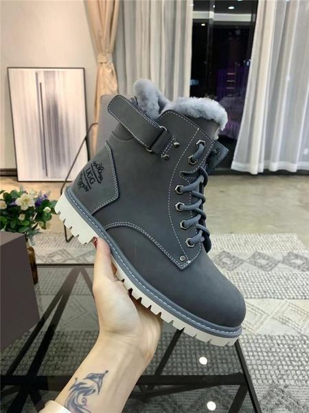 

new high-end brand winter martin boots womenss australian snow boots menss short boots plus velvet wool warm british motorcycle menss shoes2, Black