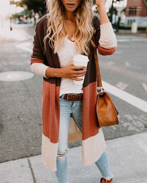 

v neck striped printed ladies jackets long sleeve fashion female clothing ol panelled womens long sweaters cardigan, White;black