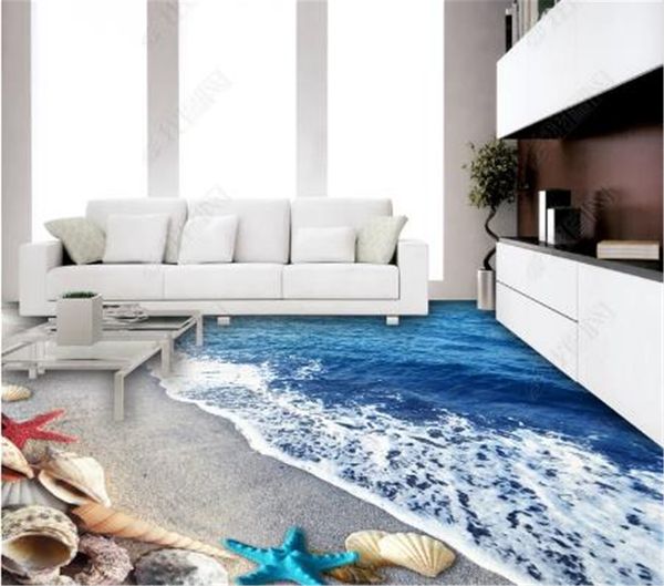 

custom any size 3d mural wallpaper beach sand seashell 3d painting indoor floor decorating mural wallpaper